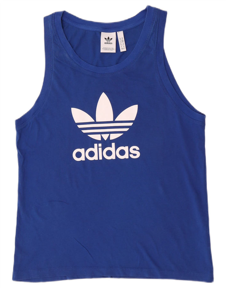 Canotta grafica da uomo Adidas Top in cotone blu medio