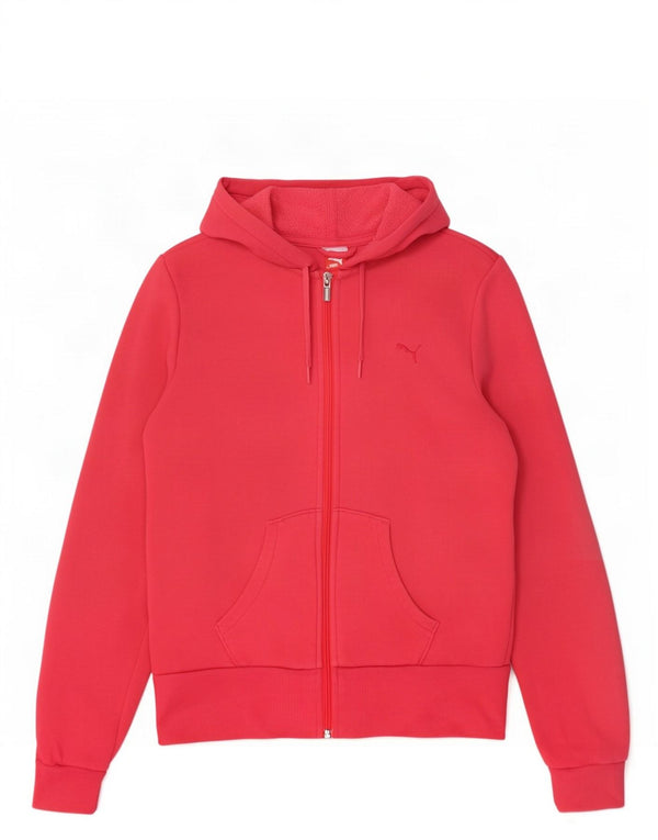 Puma Womens Zip Hoodie Sweater UK 10 Small Pink Cotton