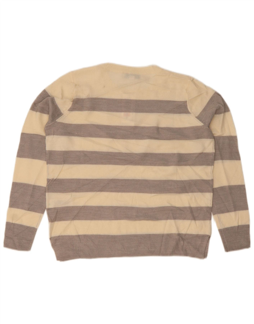 Maglione maglione girocollo da donna Marks & Spencer UK 10 piccolo a righe beige