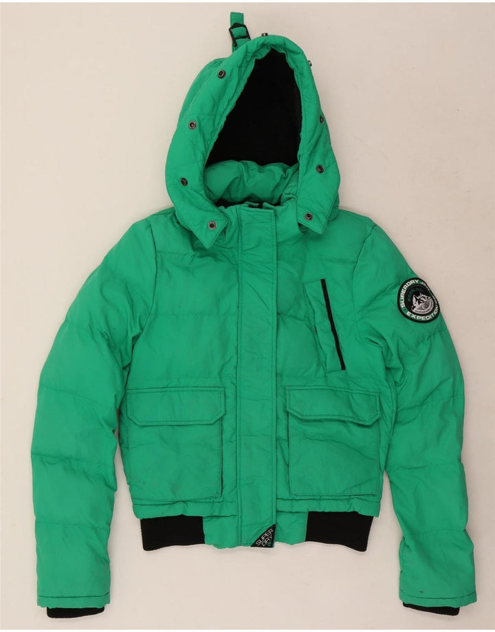 Giacca imbottita oversize con cappuccio da donna Superdry UK 8 Small Green Colourblock