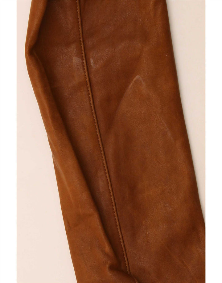 Giacca blazer in pelle da donna a 3 bottoni Massimo Dutti UK 8 piccola marrone