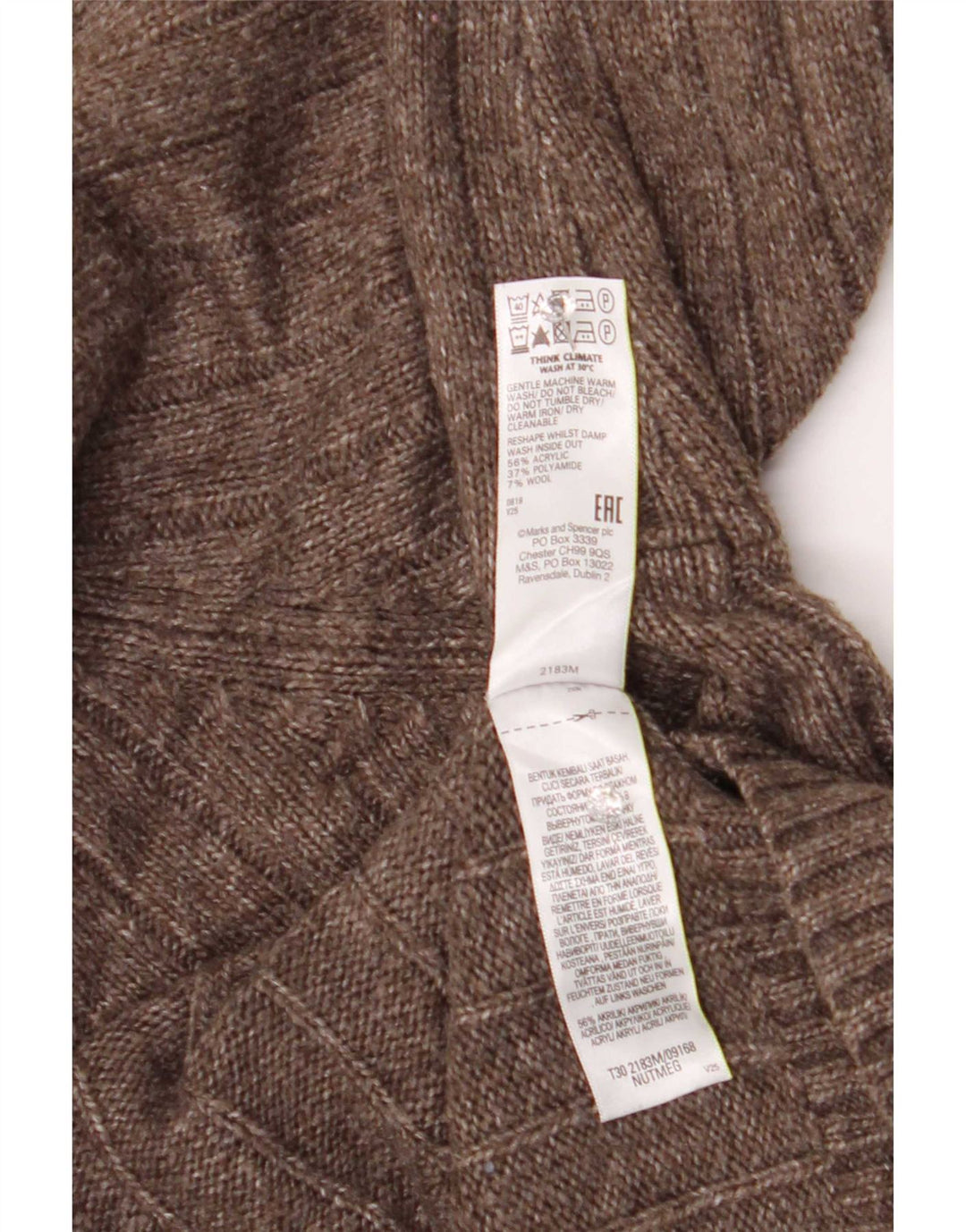 Maglione maglione a collo alto da uomo Marks & Spencer 2XL acrilico marrone