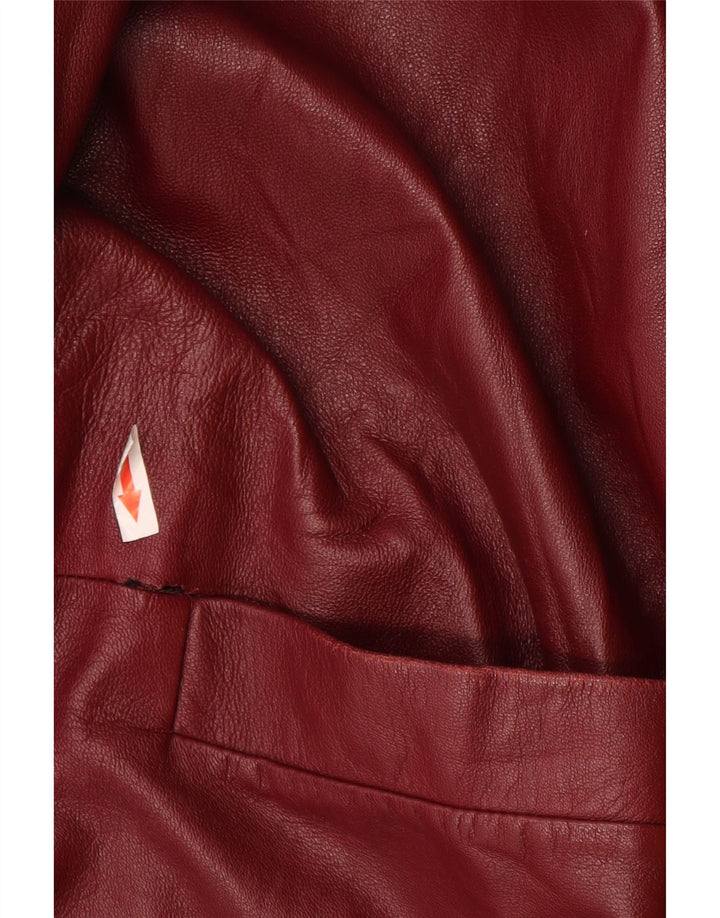 Cappotto in pelle vintage da donna IT 46 grande in pelle bordeaux