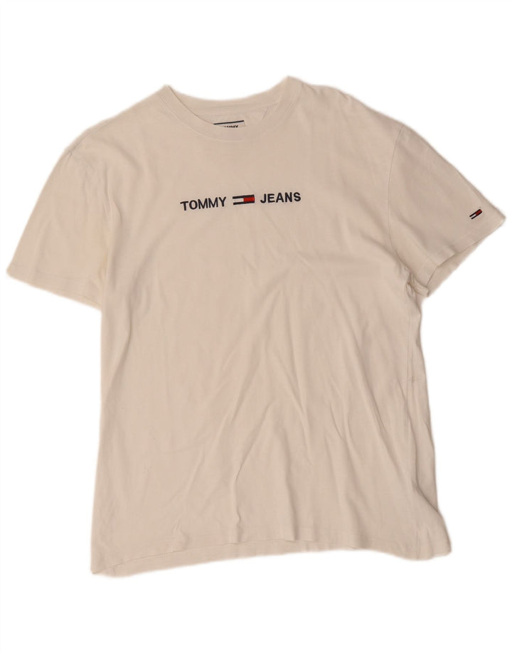 TOMMY HILFIGER Mens Graphic T-Shirt Top Medium White Cotton
