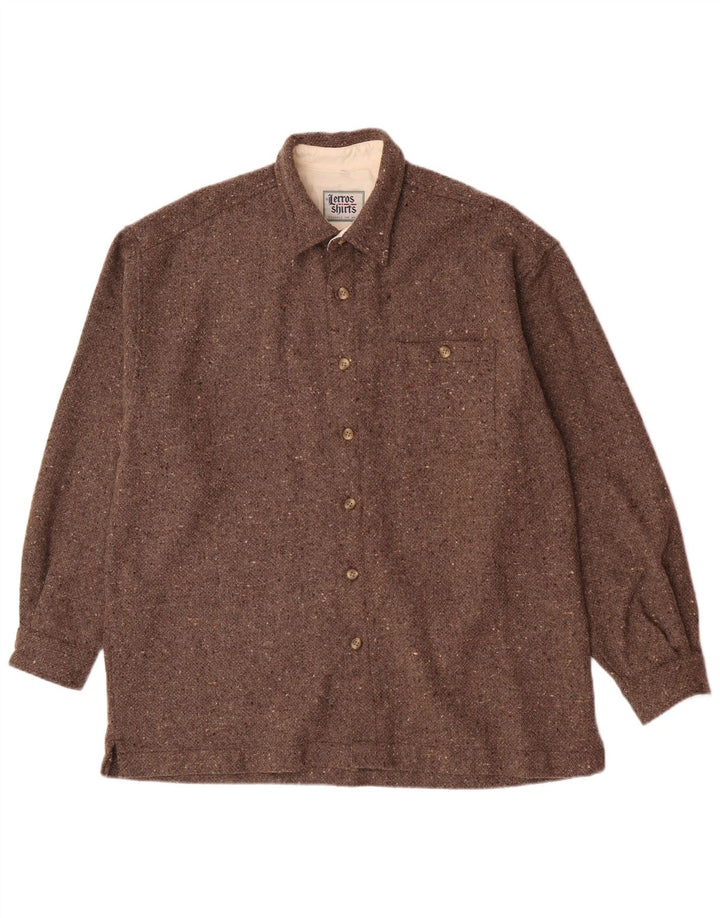 Camicia overshirt da uomo Lerros XL Acrilico chiazzato marrone