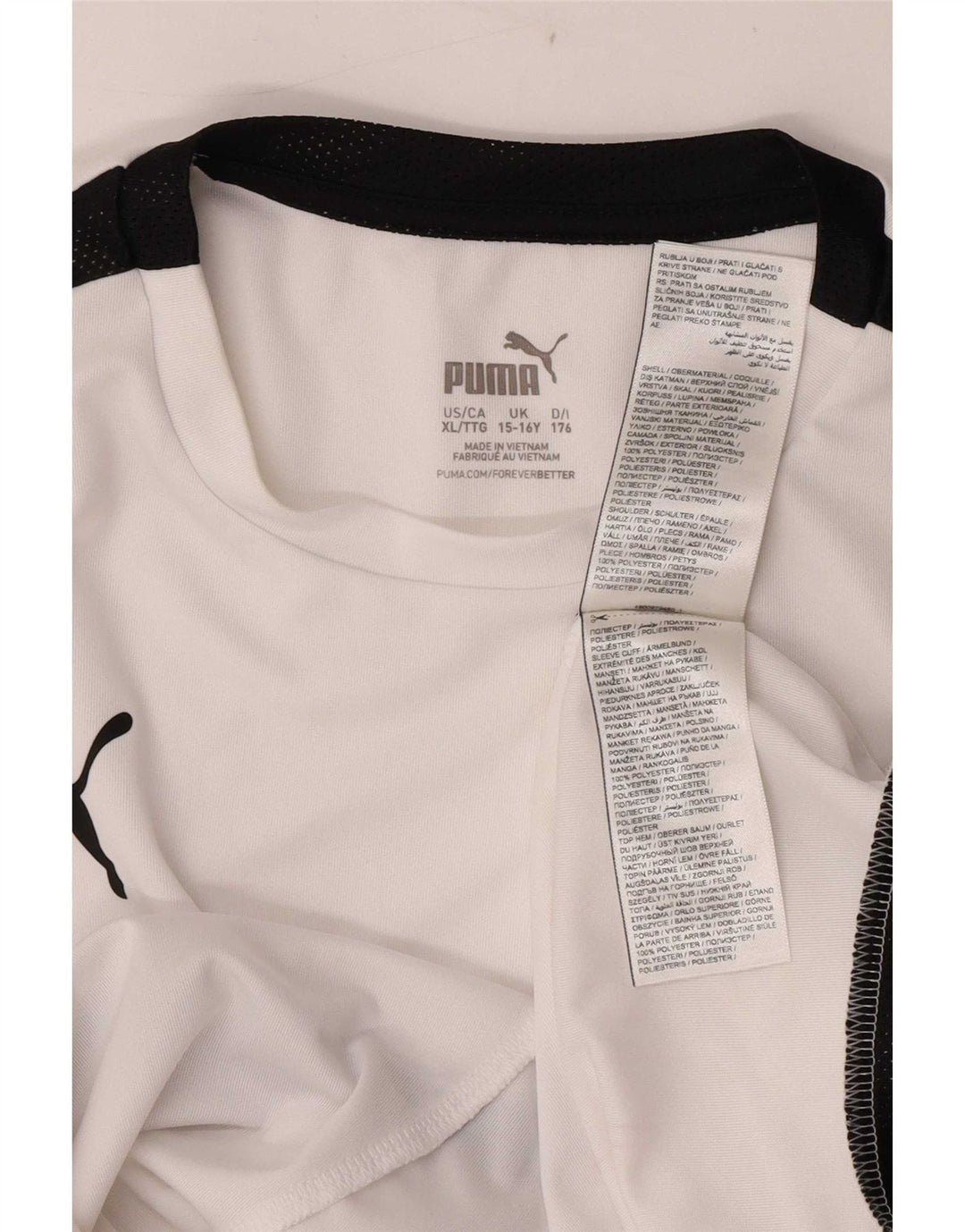 Maglietta Puma da ragazzo, 15-16 anni, in poliestere color block bianco