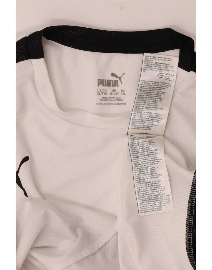 Maglietta Puma da ragazzo, 15-16 anni, in poliestere color block bianco