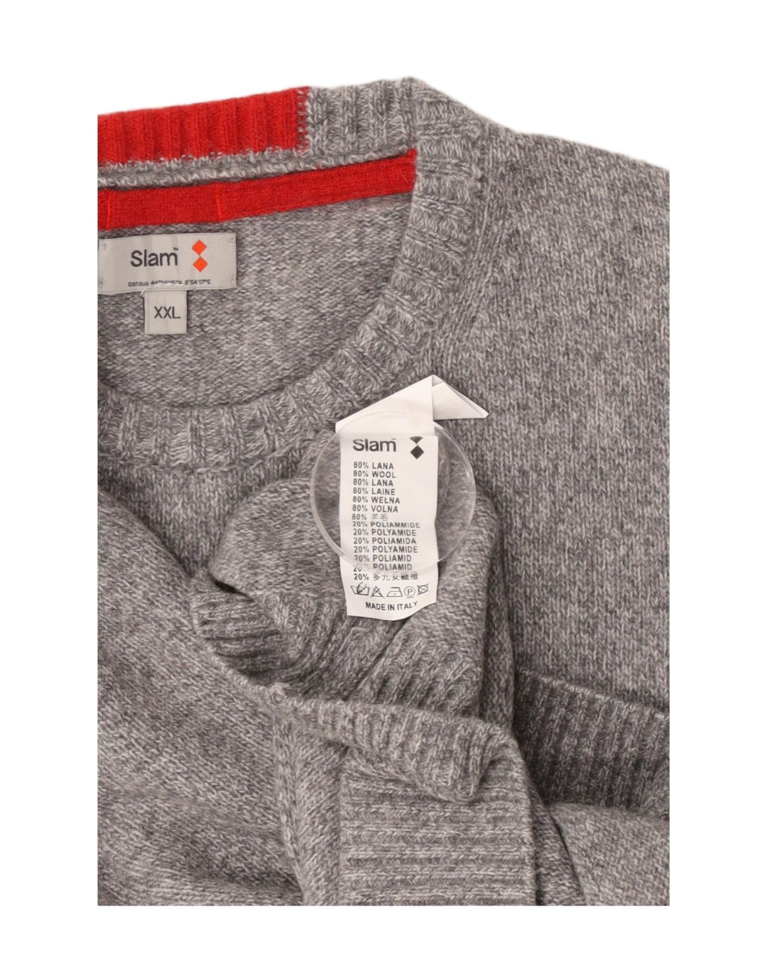 Maglione maglione girocollo da uomo Slam 2XL lana screziata grigia