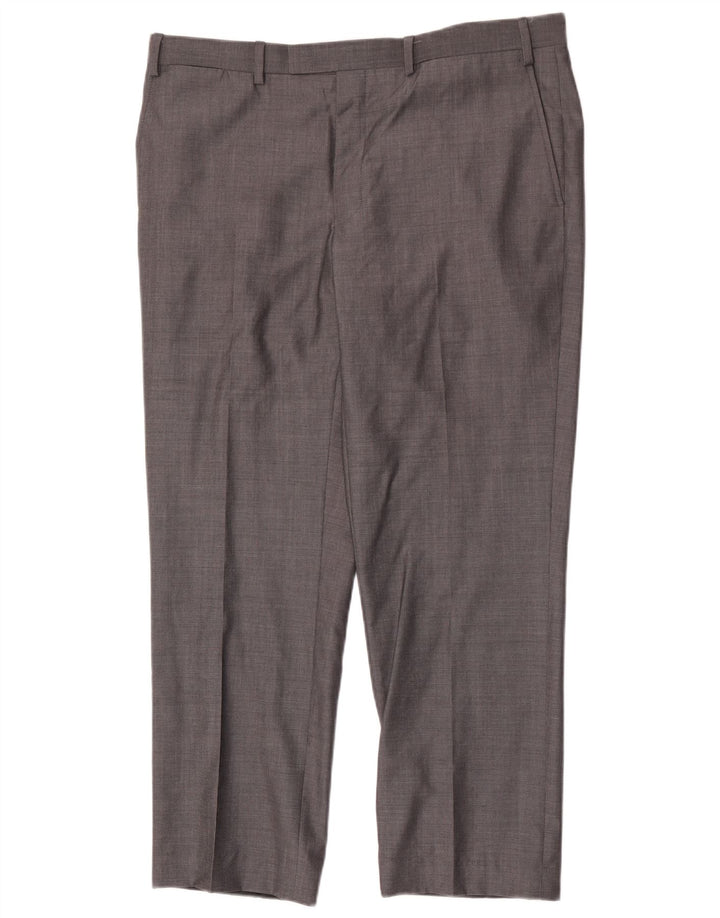 Pantaloni da abito dritti autografi da uomo Marks & Spencer W38 L29 lana grigia
