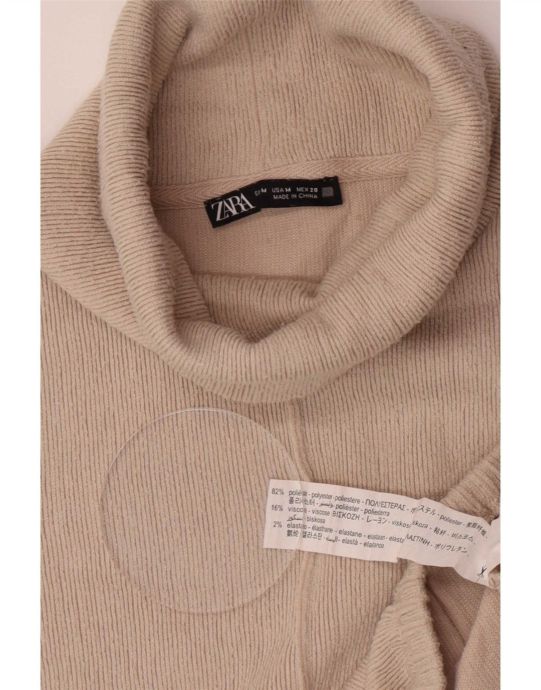 Maglione maglione oversize con collo alto da donna Zara UK 14 Poliestere beige medio