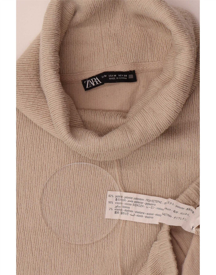 Maglione maglione oversize con collo alto da donna Zara UK 14 Poliestere beige medio