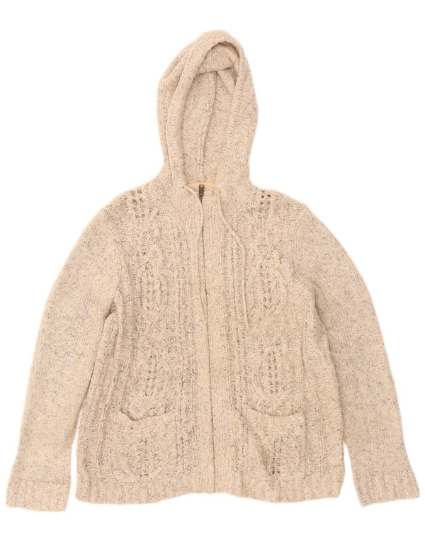 Maglione cardigan con cappuccio da donna Fat Face UK 16 Grande acrilico screziato beige