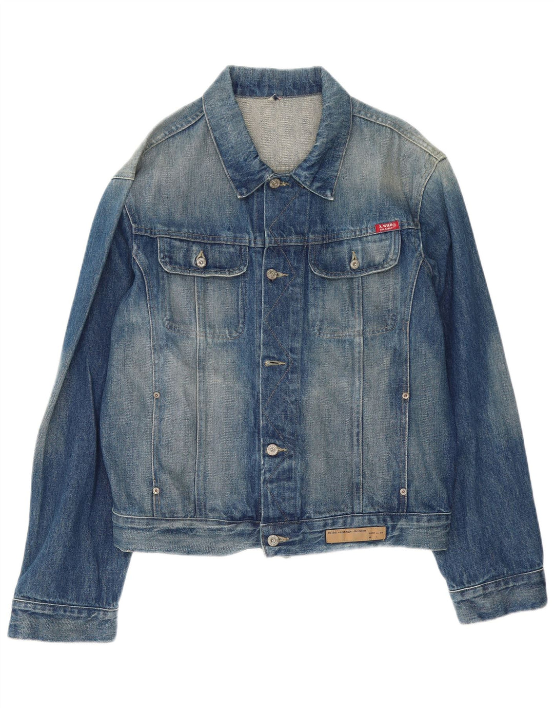 Giacca di jeans vintage da uomo UK 44 2XL cotone blu