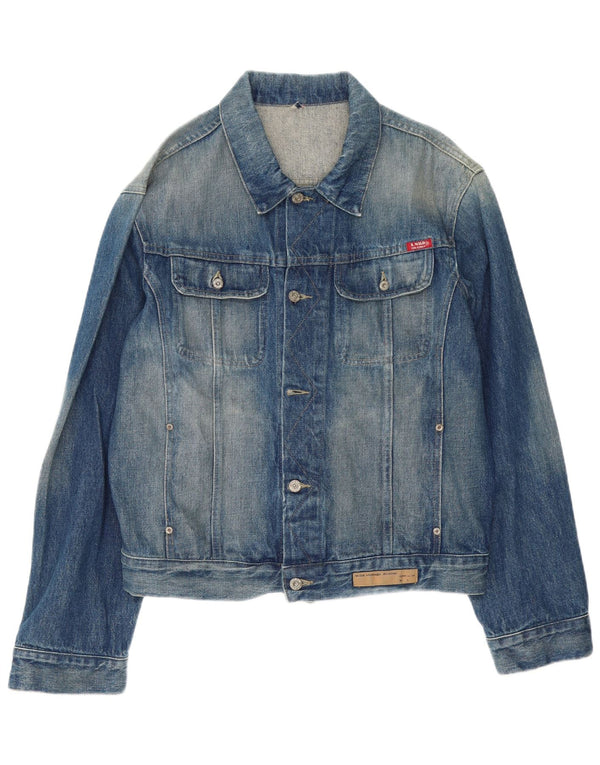 Giacca di jeans vintage da uomo UK 44 2XL cotone blu