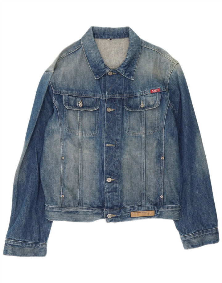 Giacca di jeans vintage da uomo UK 44 2XL cotone blu