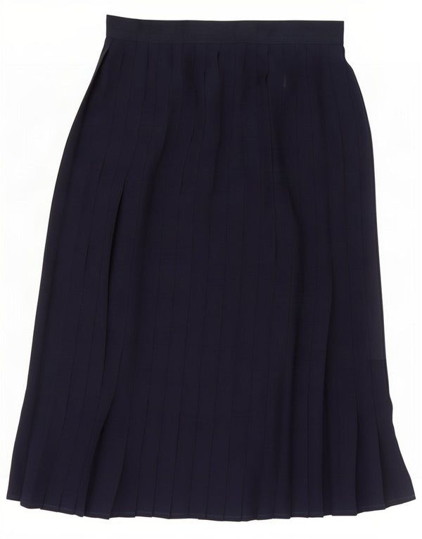 Gonna a pieghe a vita alta da donna St Michael UK 12 media W26 blu navy