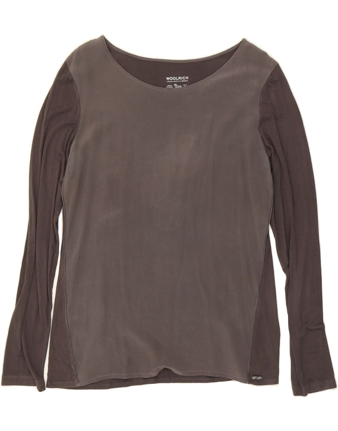 WOOLRICH Womens Top Long Sleeve UK 14 Large Grey Colourblock Vintage Woolrich and Second-Hand Woolrich from Messina Hembry 