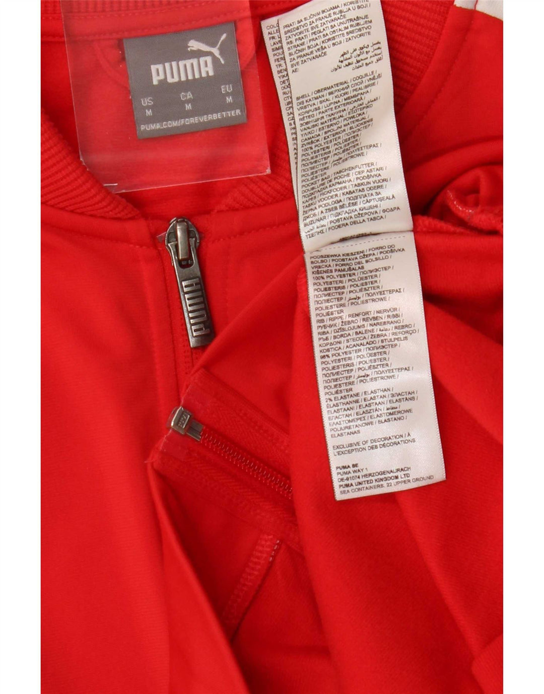 Giacca da tuta da uomo Puma in poliestere color block rosso medio