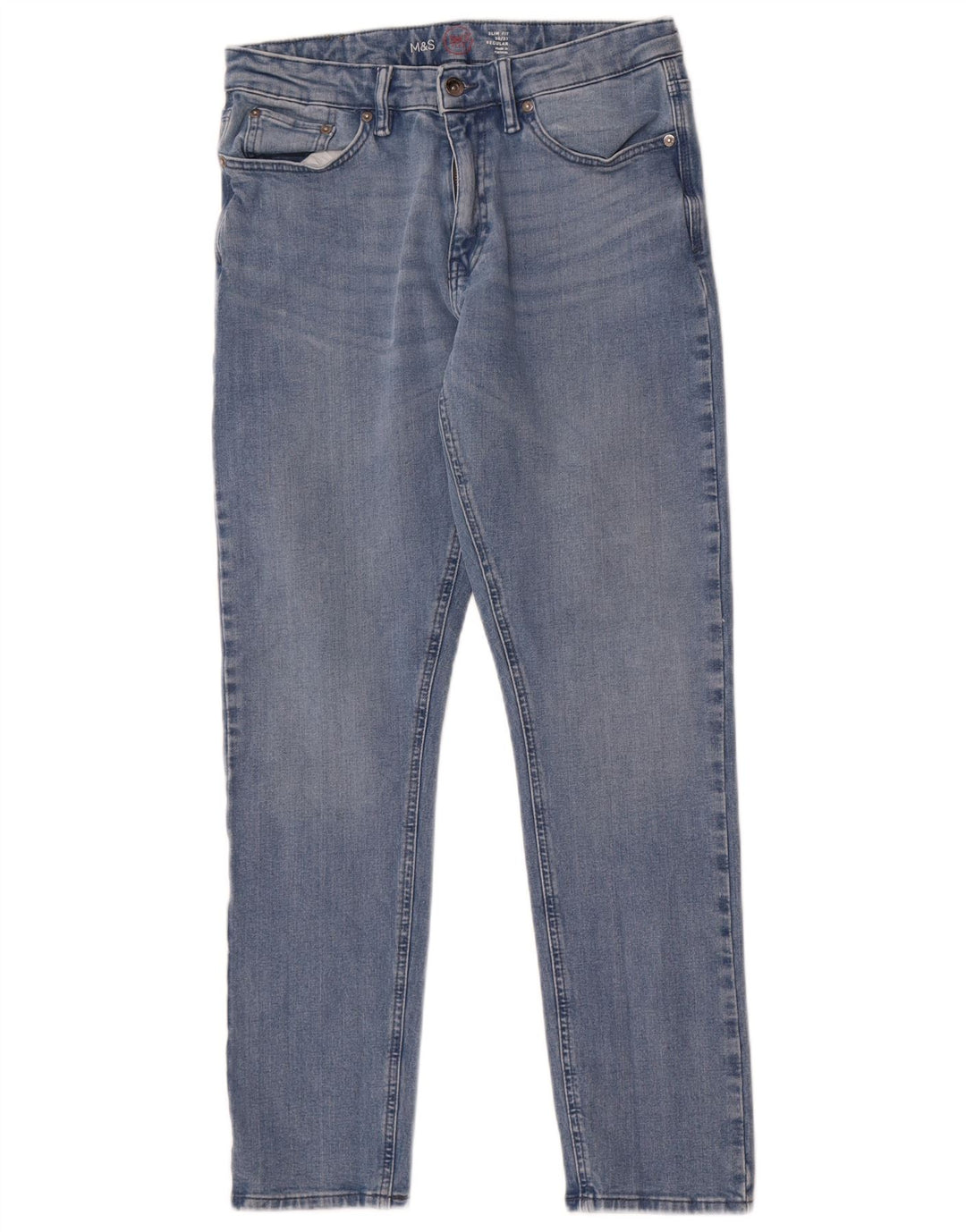 Jeans slim regolari da uomo Marks & Spencer W30 L31 cotone blu