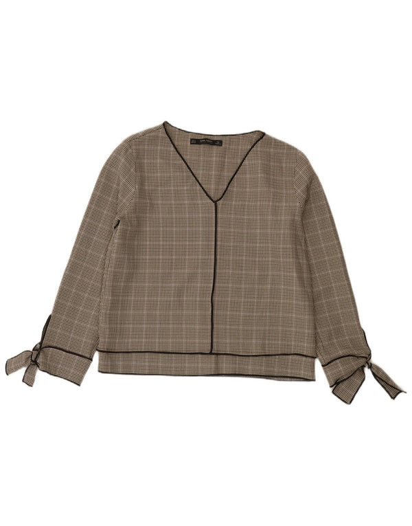 Camicetta a maniche lunghe da donna Zara UK 10 piccolo grigio pied de poule