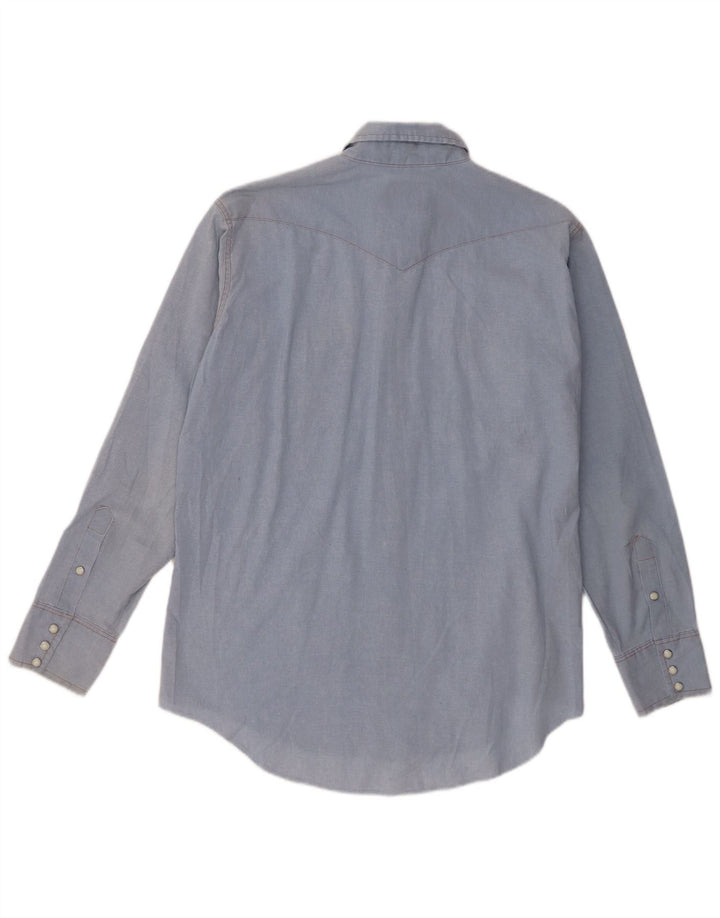 Camicia Wrangler da uomo vestibilità regolare western taglia 17 XL poliestere blu