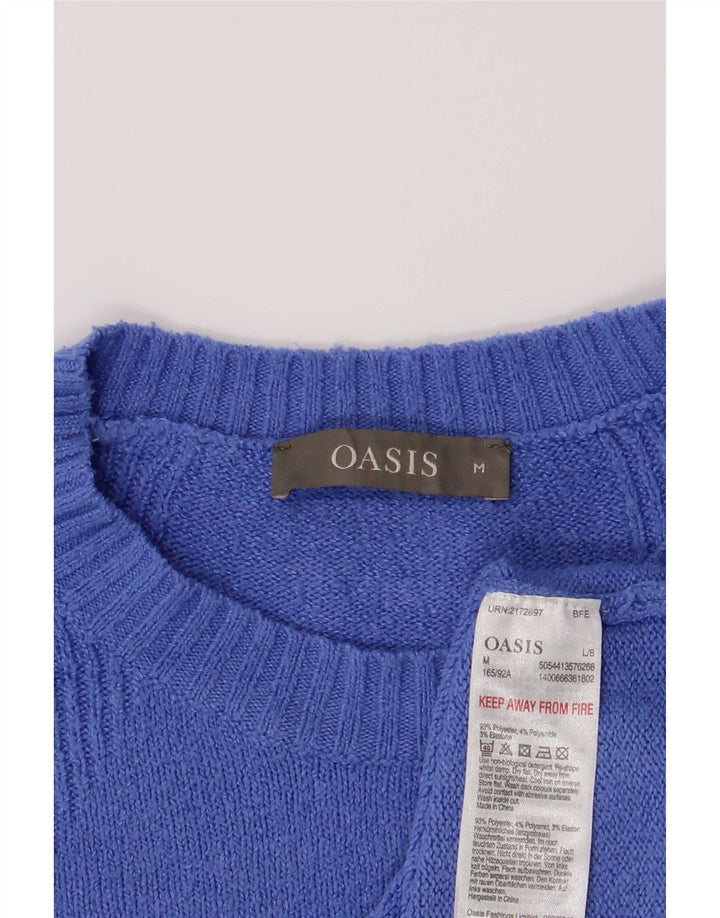 Maglione maglione girocollo da donna Oasis UK 14 Poliestere blu medio