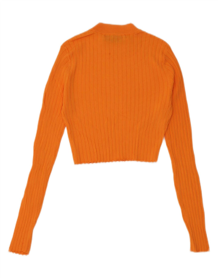 Top corto da donna Zara manica lunga UK 8 piccolo arancione