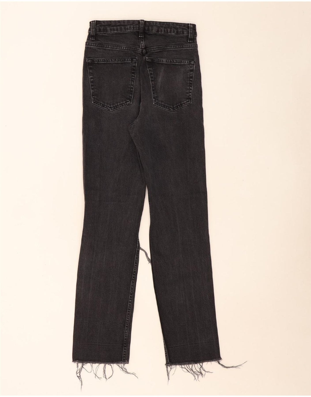 TOPSHOP Jeans dritti effetto consumato da donna W26 L29 cotone nero