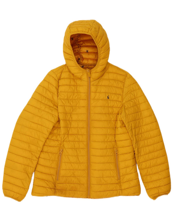 Giacca imbottita con cappuccio da donna Joules UK 14 giallo medio in poliammide
