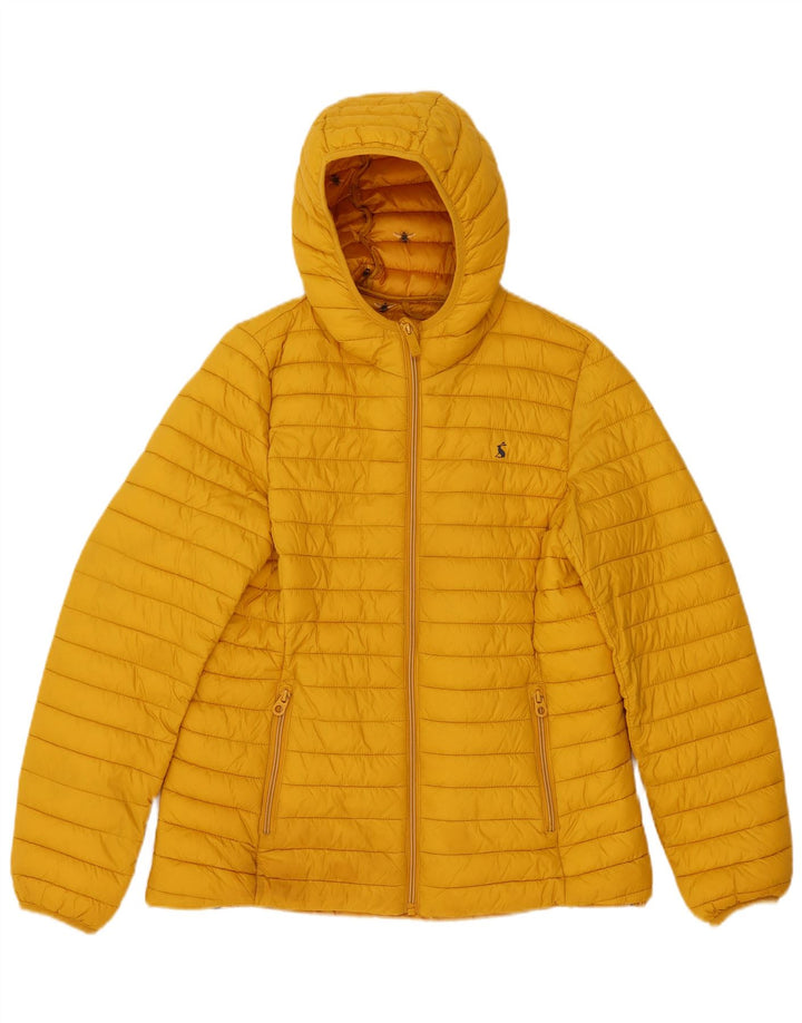 Giacca imbottita con cappuccio da donna Joules UK 14 giallo medio in poliammide