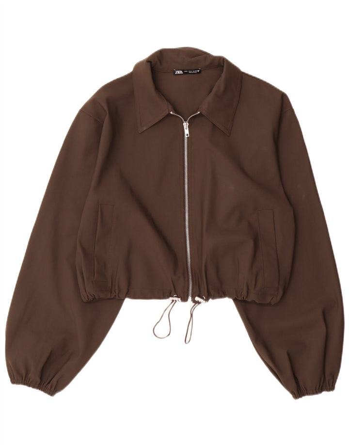 Giubbotto bomber corto da donna Zara UK 10 piccolo marrone in poliammide