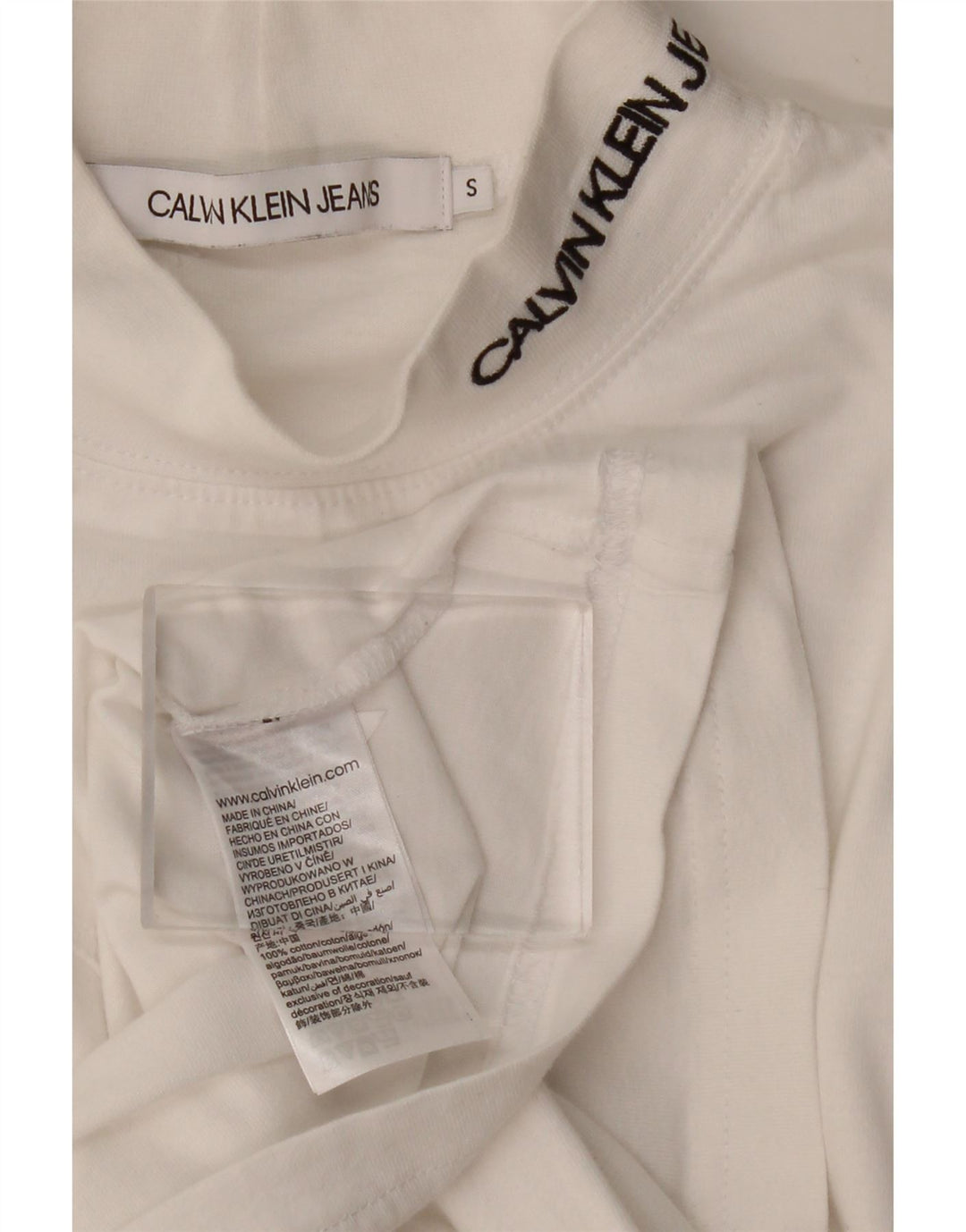 CALVIN KLEIN JEANS Top da uomo manica lunga piccolo cotone bianco
