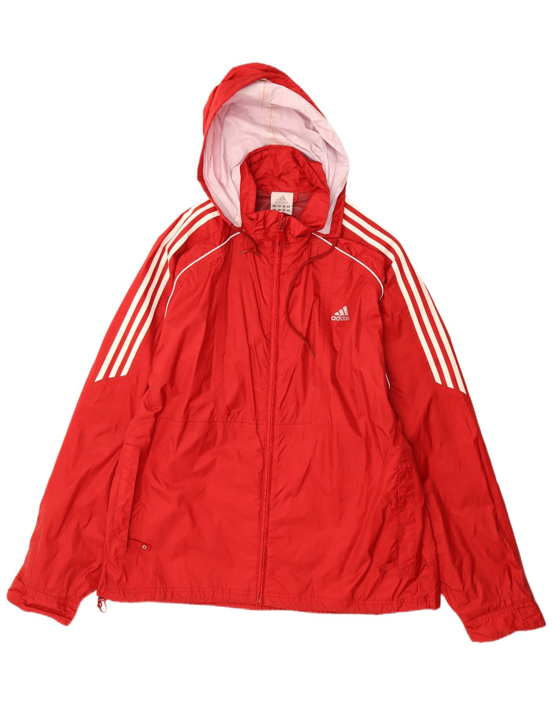 Giacca antipioggia da uomo Adidas con cappuccio UK 44/46 Large Rosso Poliammide