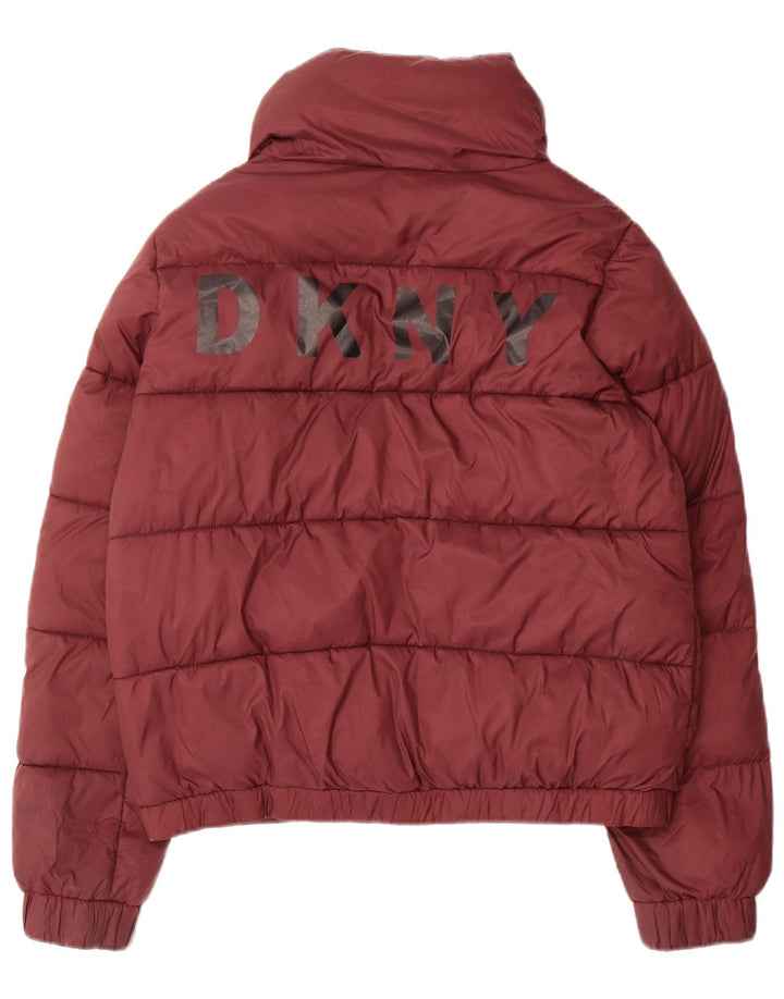Giacca imbottita grafica da donna Dkny UK 14 poliestere marrone medio medio