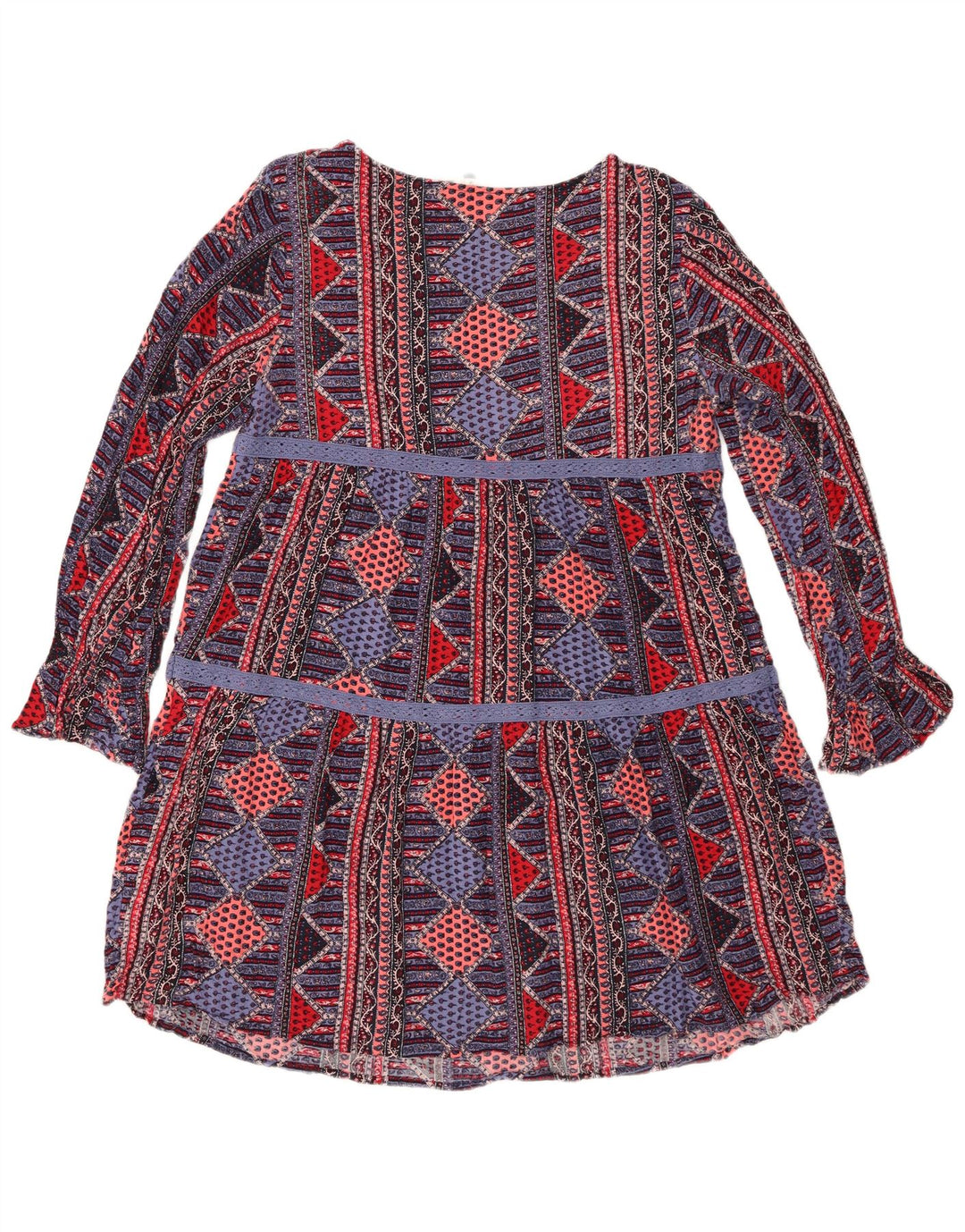 Abito a trapezio da donna a maniche lunghe Roxy UK 18 XL multicolore geometrico