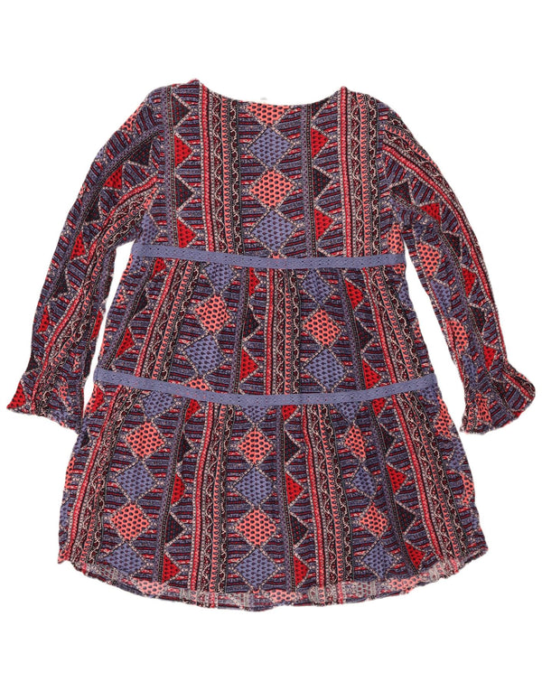 Abito a trapezio da donna a maniche lunghe Roxy UK 18 XL multicolore geometrico