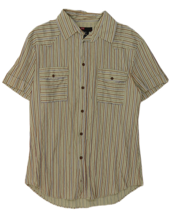 DIESEL Camicia a maniche corte da uomo XL in cotone a righe verdi