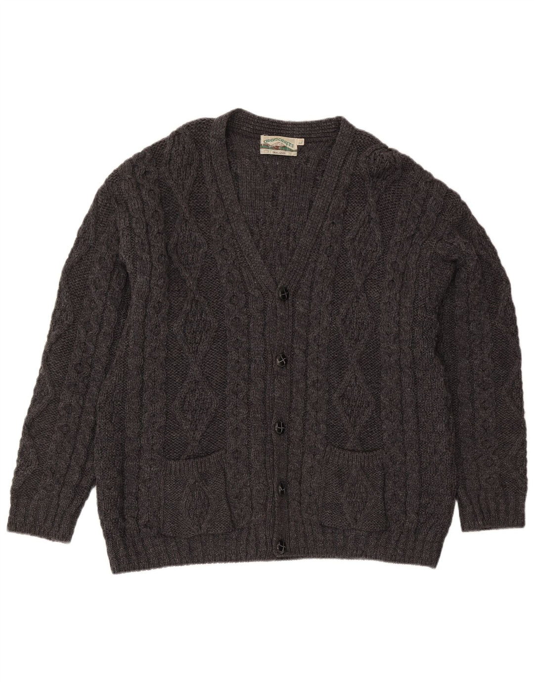 Maglione cardigan da uomo Aran Crafts grande lana grigia