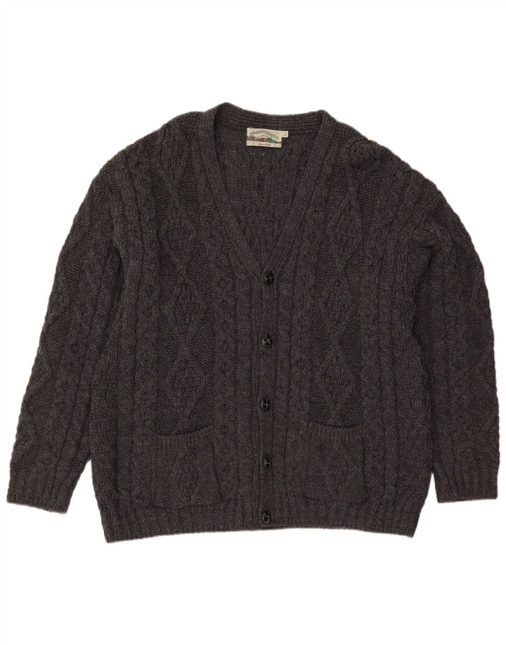 Maglione cardigan da uomo Aran Crafts grande lana grigia