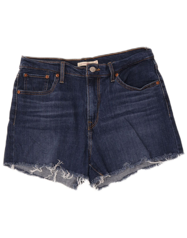 Pantaloncini di jeans a vita alta da donna Levi's W31 cotone blu medio