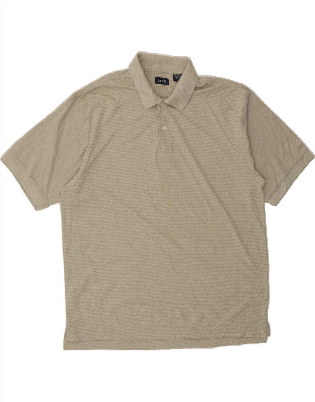 IZOD Mens Polo Shirt Large Beige Pinstripe Cotton Vintage Izod and Second-Hand Izod from Messina Hembry 