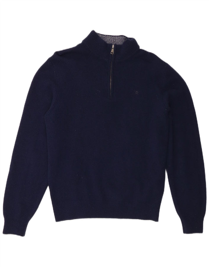 Maglione da uomo Hackett con zip e collo in lana d'agnello medio blu navy