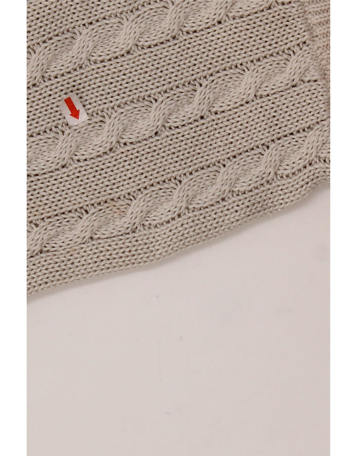 Maglione maglione girocollo da donna VINTAGE UK 14 Cotone Fair Isle grigio medio