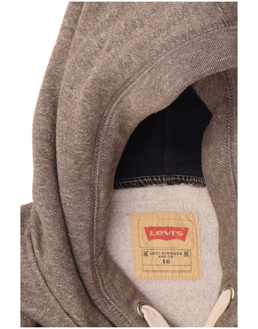 Maglione con cappuccio grafico da donna LEVI'S UK 16 grande cotone chiazzato grigio