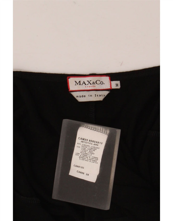 MAX & CO. Abito asimmetrico senza maniche da donna UK 12 Viscosa nera media