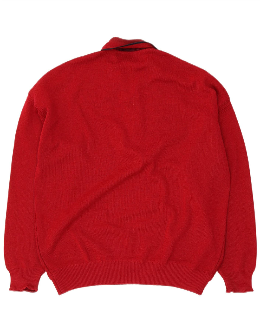 Maglione vintage da uomo con collo a polo rosso medio geometrico