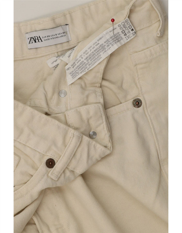 Pantaloncini di jeans da donna Zara EU 38 piccoli W28 cotone bianco sporco