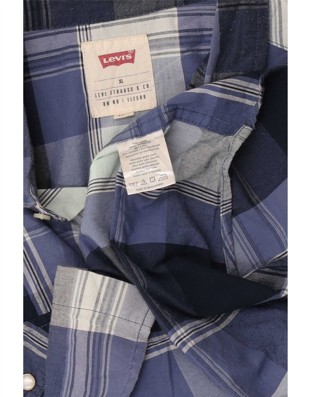 Camicia a maniche corte da uomo Levi's XL in cotone a quadri blu