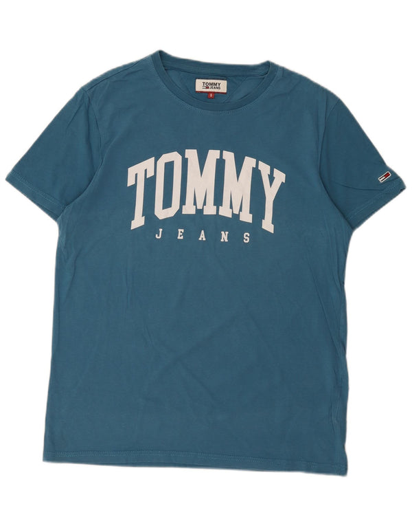 T-shirt grafica da uomo Tommy Hilfiger Top piccola in cotone blu
