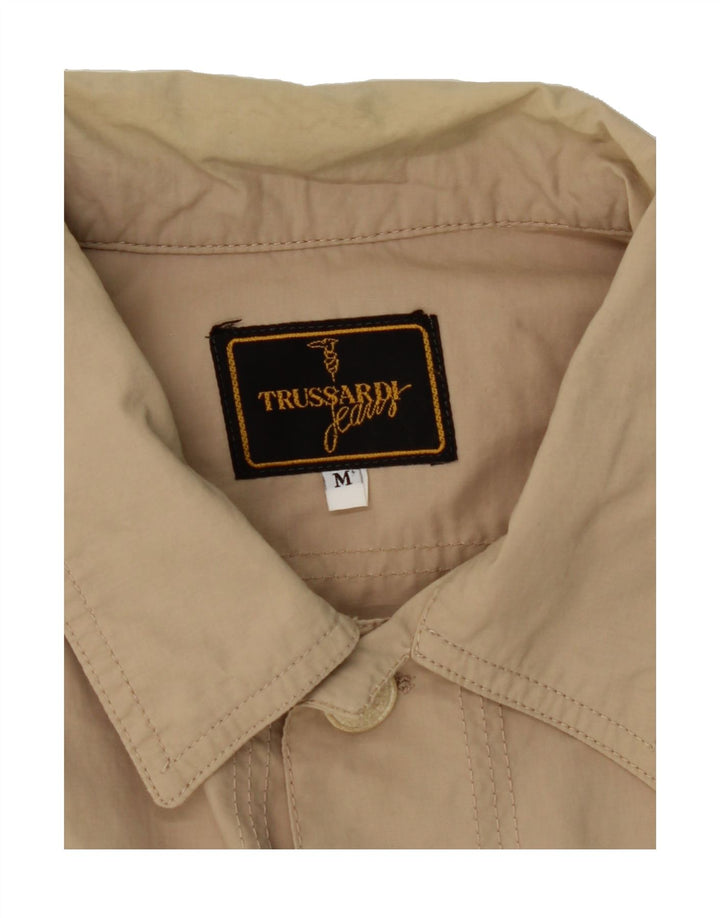 TRUSSARDI JEANS Mens Utility Jacket UK 38 Medium Beige Viscose Vintage Trussardi Jeans and Second-Hand Trussardi Jeans from Messina Hembry 